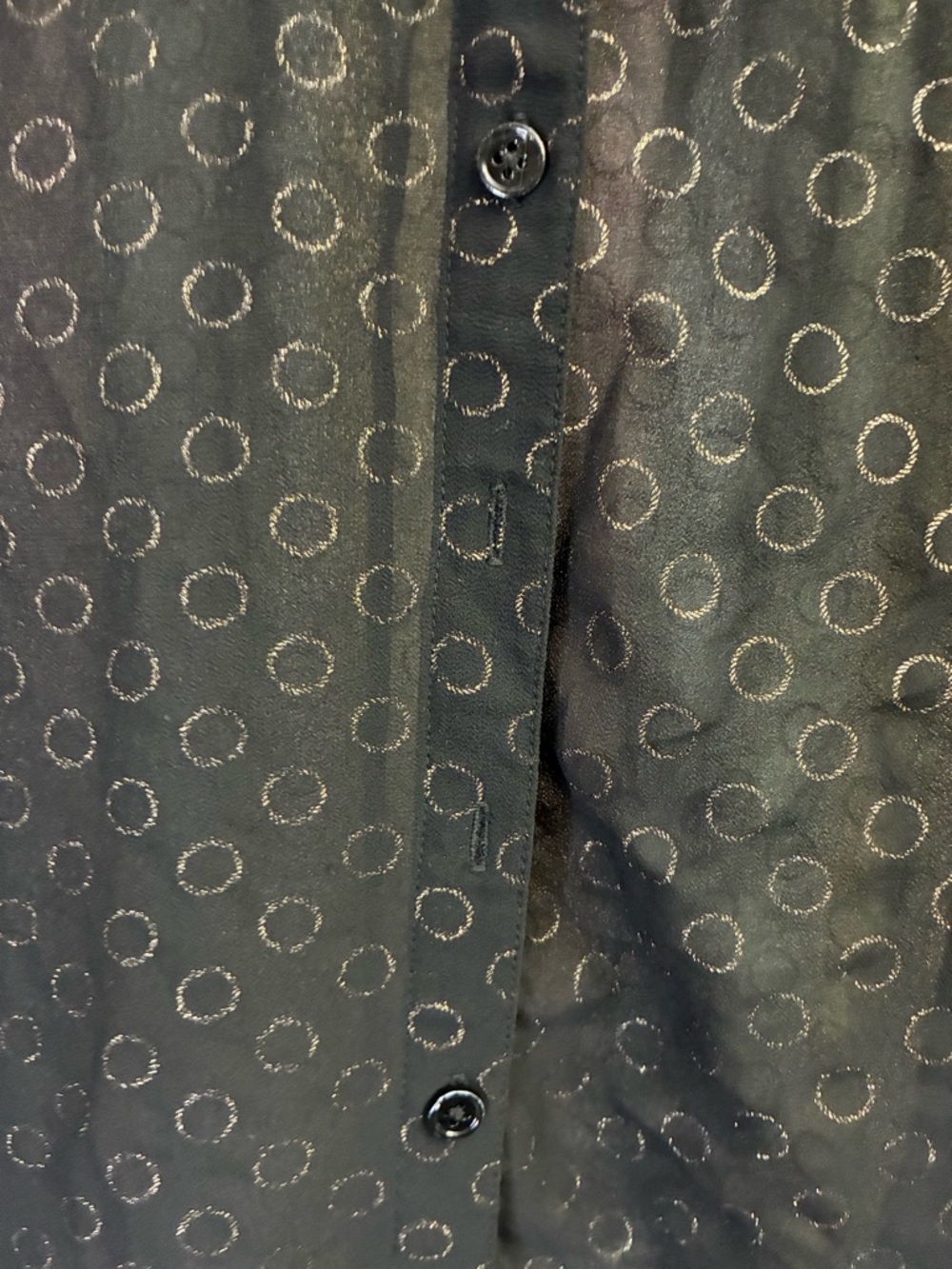 ModCloth Black Sheer Blouse with Metallic Gold Circle Pattern Size M - Picture 4 of 5